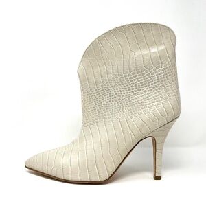 NEW Paris Texas Croc Ankle Boots Booties Heels Western Ivory Cream Gold 39.5 9.5